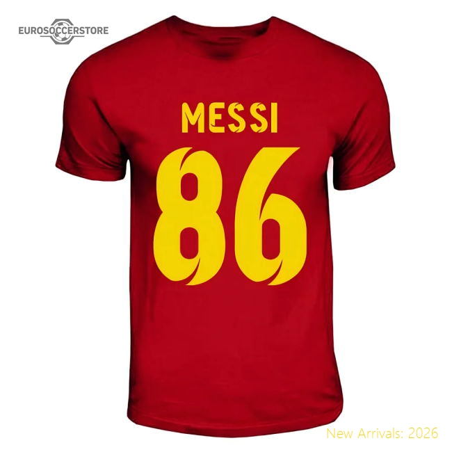 Lionel Messi World Record Holder T-Shirt (Red)-The Soccer Shirt Hub