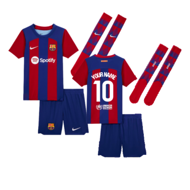 2023-2024 Barcelona Home Mini Kit (Your Name)-The Soccer Shirt Hub