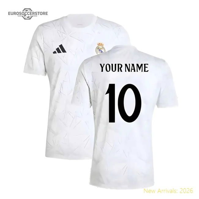 2024-2025 Real Madrid Pre-Match Shirt (White) (Your Name)-The Soccer Shirt Hub