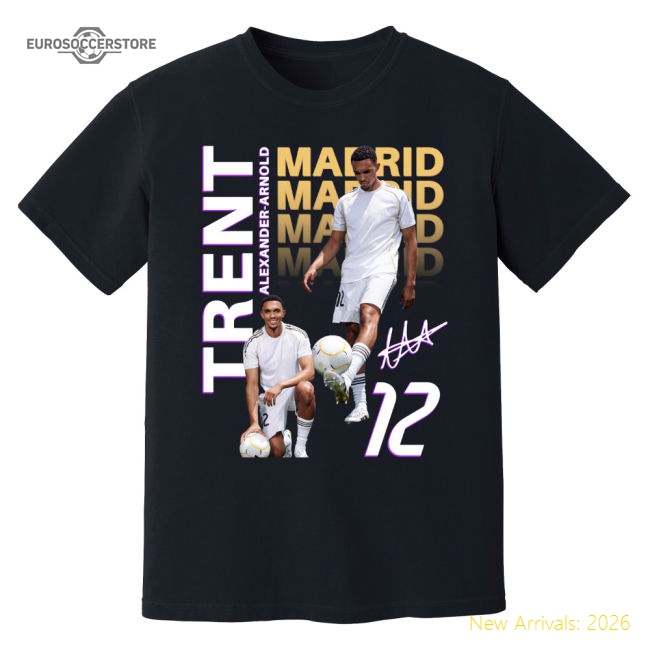 Trent Alexander-Arnold Real Madrid T-Shirt (Black)-The Soccer Shirt Hub