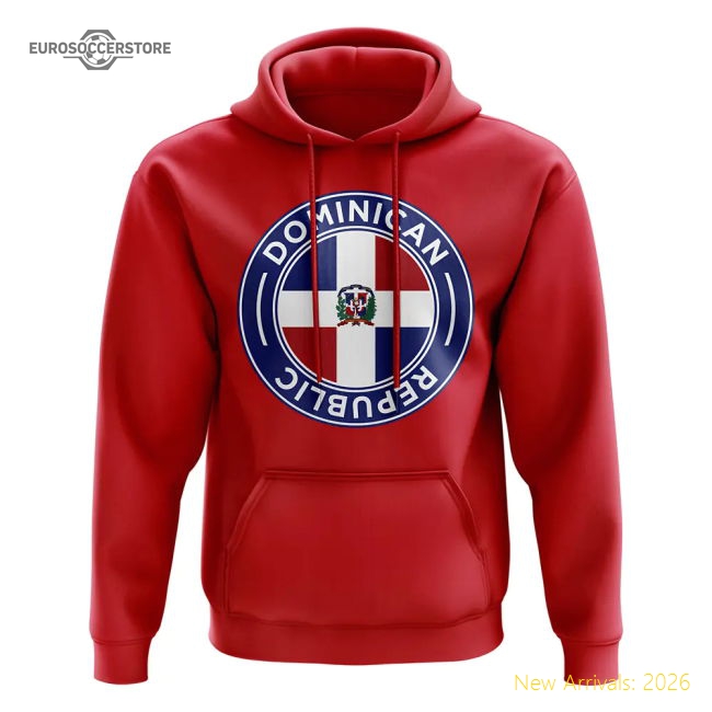 Dominican Republic Football Badge Hoodie (Red)-The Soccer Shirt Hub