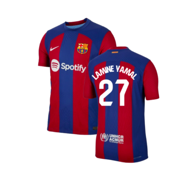 2023-2024 Barcelona Authentic Home Shirt (Lamine Yamal 27)-The Soccer Shirt Hub