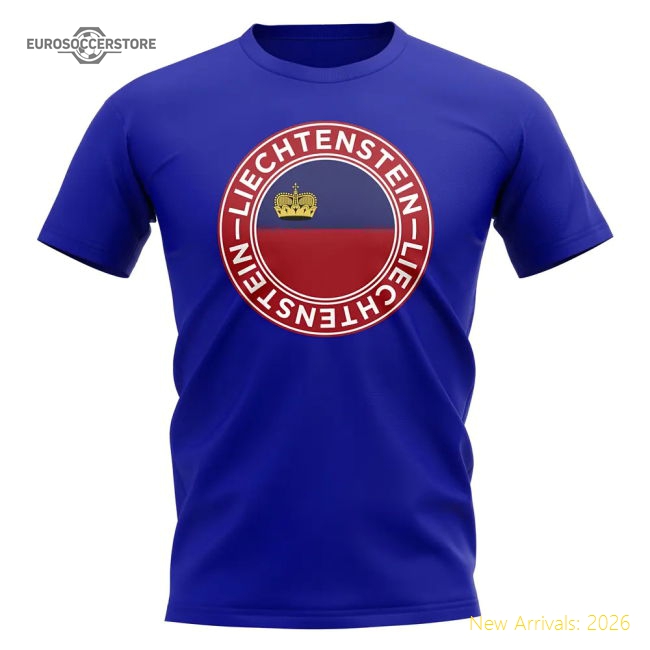 Liechtenstein Football Badge T-Shirt (Royal)-The Soccer Shirt Hub