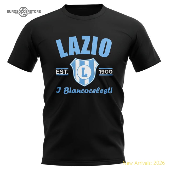 Lazio Established Football T-Shirt (Black)-The Soccer Shirt Hub
