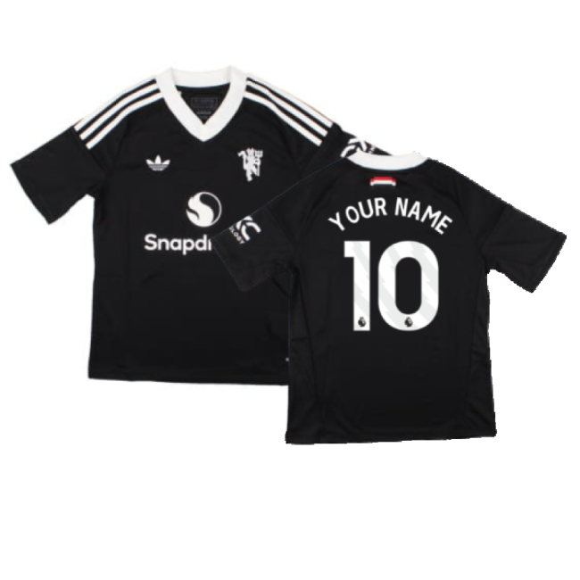 2024-2025 Man Utd Third Goalkeeper Shirt (Black) - Kids (Your Name)-The Soccer Shirt Hub