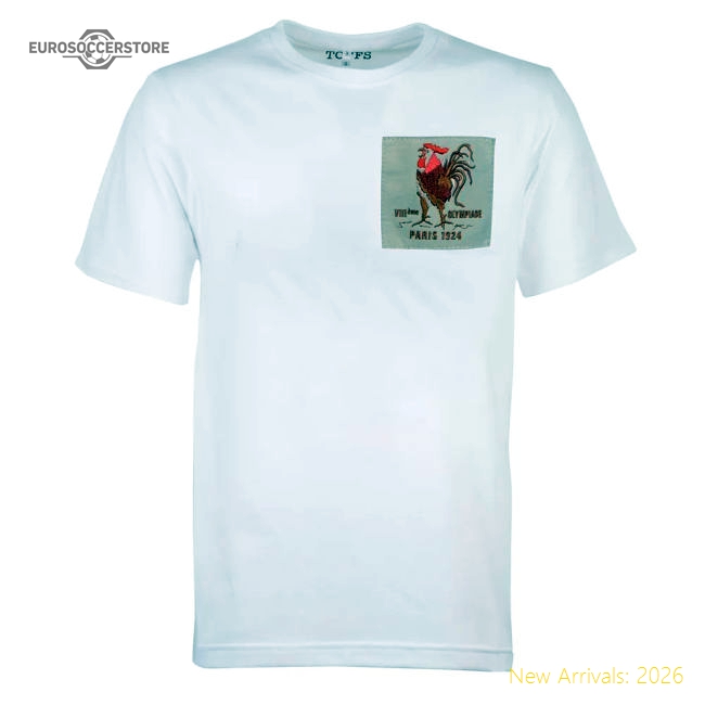 France Rooster 1924 White T-Shirt-The Soccer Shirt Hub