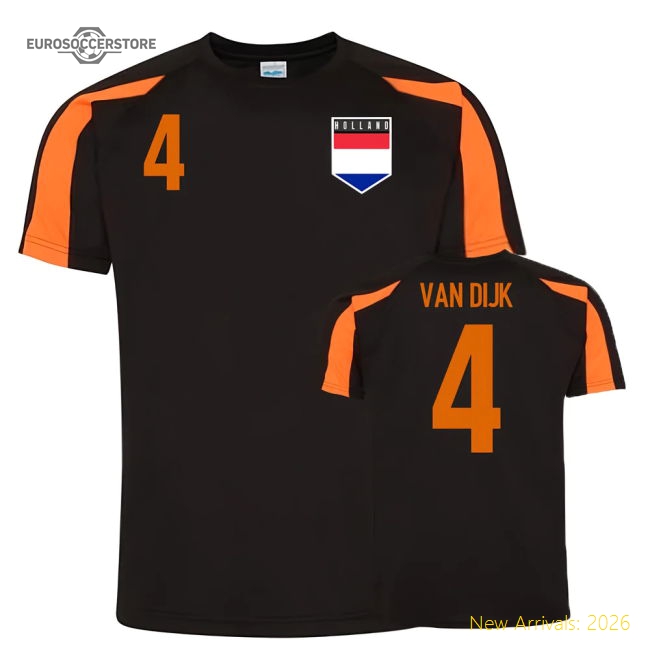 Virgil Van Dijk Holland Sports Training Jersey (Black)-The Soccer Shirt Hub