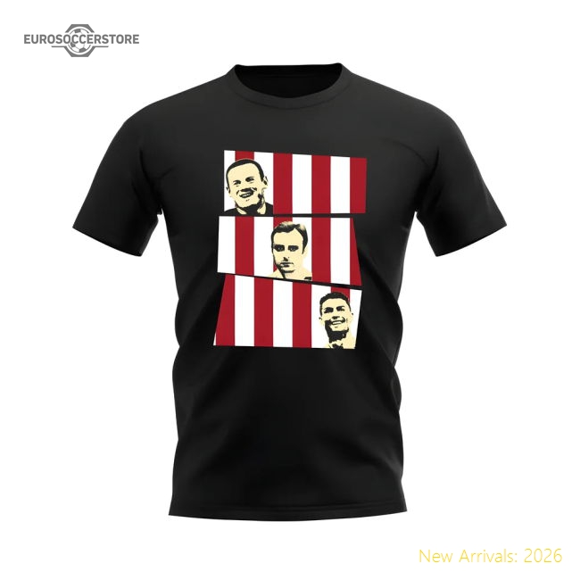 Rooney Berbatov Ronaldo Manchester United Trio T-Shirt (Black)-The Soccer Shirt Hub