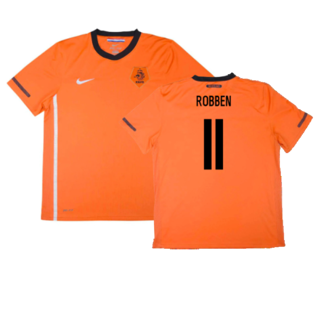 Holland 2010-11 Home Shirt ((Excellent) S) (Robben 11)-The Soccer Shirt Hub