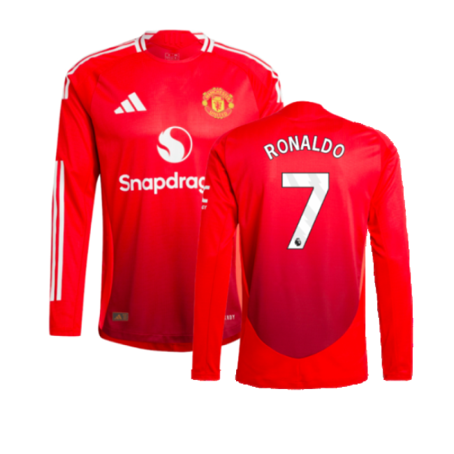 2024-2025 Man Utd Authentic Long Sleeve Home Shirt (Ronaldo 7)-The Soccer Shirt Hub