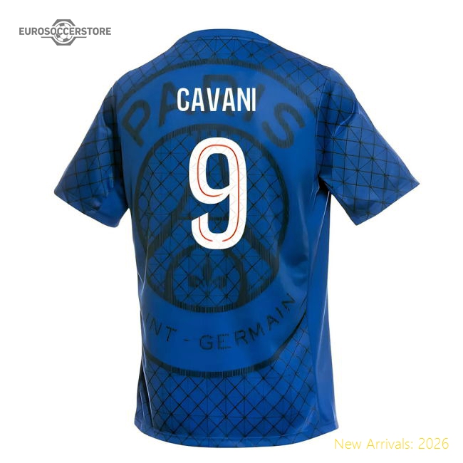 2025-2026 PSG Academy Pro Home Pre Match Shirt (Royal) (Cavani 9)-The Soccer Shirt Hub