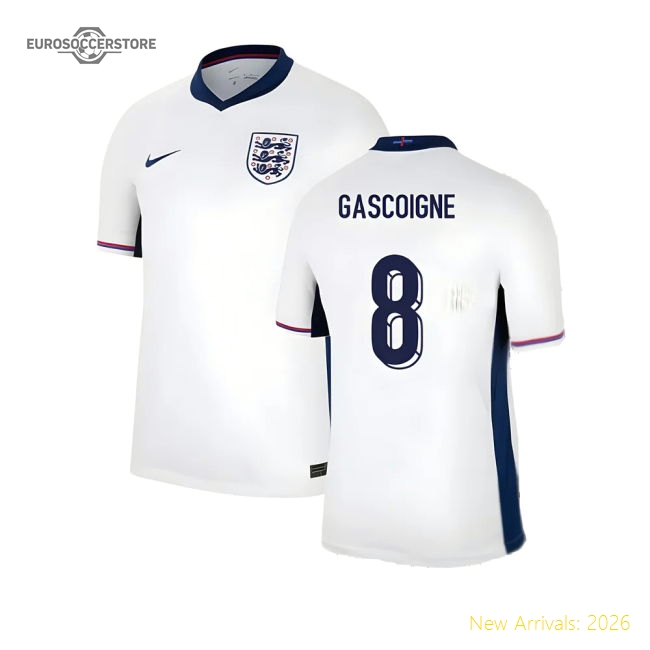 2024-2025 England Home Shirt (Gascoigne 8)-The Soccer Shirt Hub