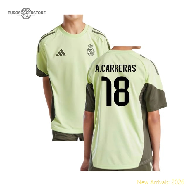 2025-2026 Real Madrid Training Jersey (Almost Lime) - Kids (A.Carreras 18)-The Soccer Shirt Hub