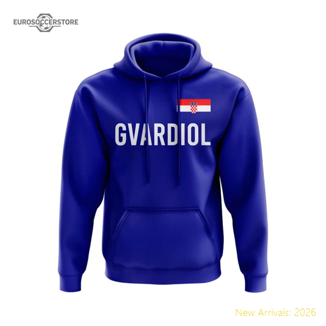 Josko Gvardiol Croatia Name Hoody (Royal)-The Soccer Shirt Hub