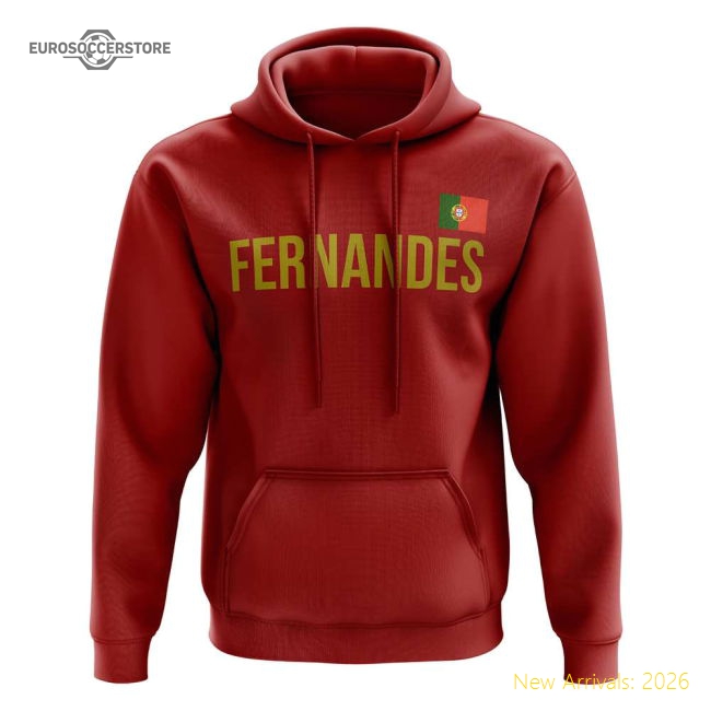 Bruno Fernandes Portugal name hoody (red)-The Soccer Shirt Hub