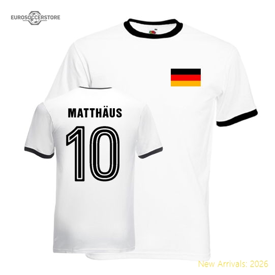 Lothar Matthaus Germany Ringer Tee (white-black)-The Soccer Shirt Hub