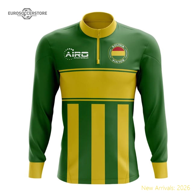 Bolivia Concept Football Half Zip Midlayer Top (Green-Yellow)-The Soccer Shirt Hub