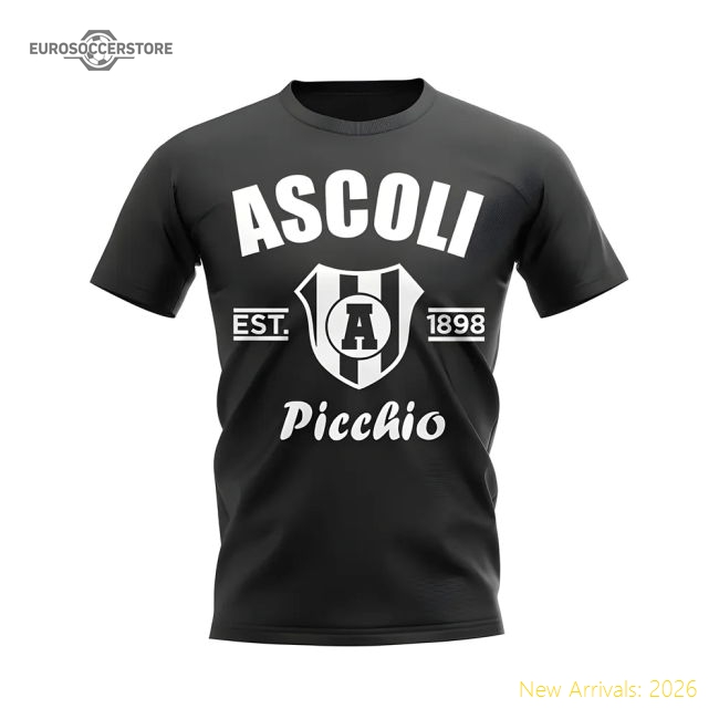 Ascoli Established Football T-Shirt (Black)-The Soccer Shirt Hub