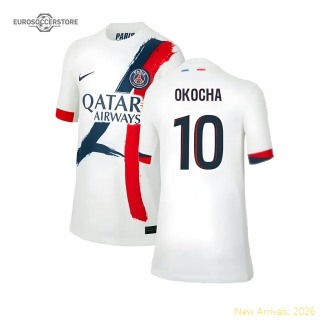 2024-2025 PSG Away Shirt (Kids) (Okocha 10)-The Soccer Shirt Hub
