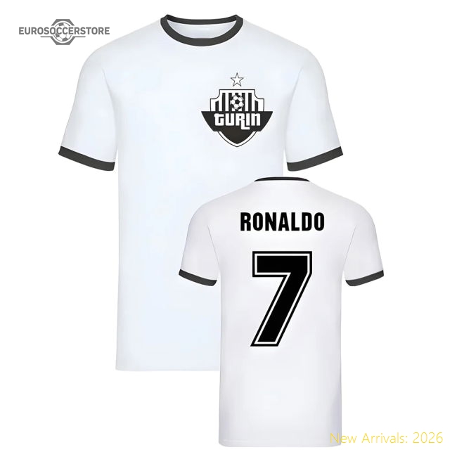 Cristiano Ronaldo Ringer Tee (White)-The Soccer Shirt Hub