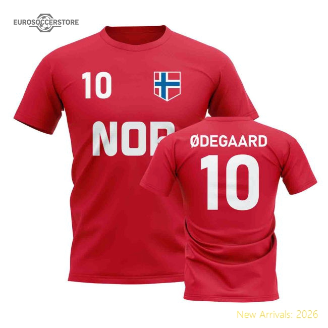 Martin Odegaard Country Code Hero T-Shirt (Red)-The Soccer Shirt Hub