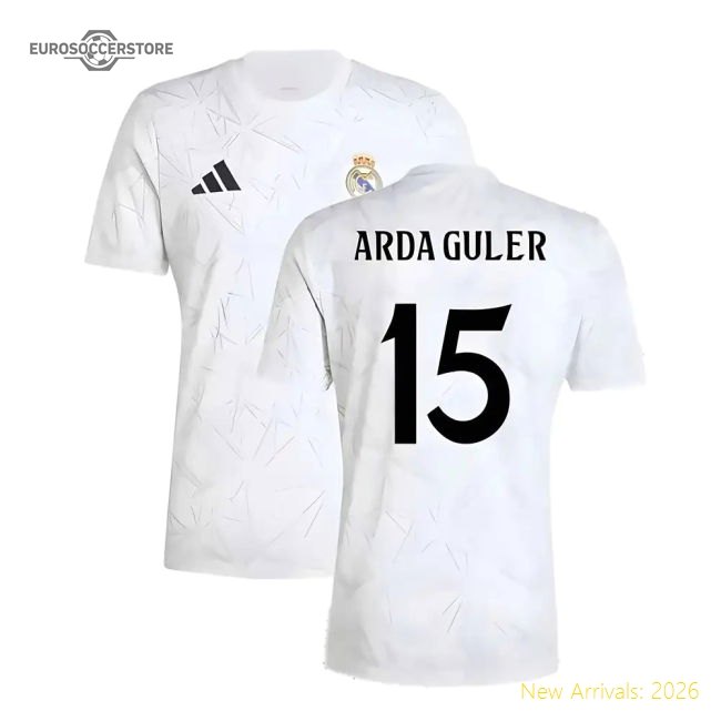 2024-2025 Real Madrid Pre-Match Shirt (White) (Arda Guler 15)-The Soccer Shirt Hub