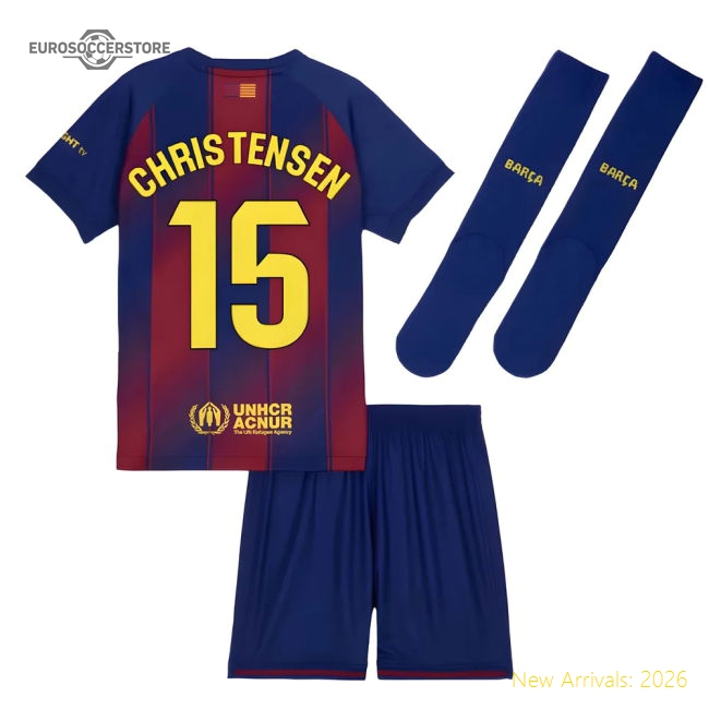 2025-2026 Barcelona Home Mini Kit (Christensen 15)-The Soccer Shirt Hub