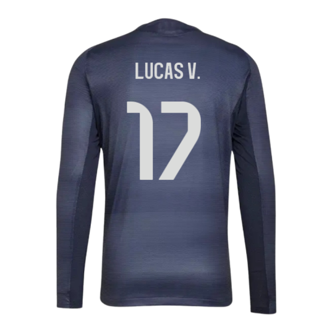 2025-2026 Real Madrid Long Sleeve Away Shirt (Lucas V. 17)-The Soccer Shirt Hub