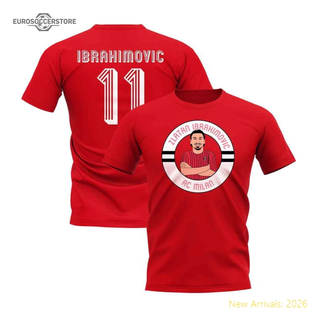 Zlatan Ibrahimovic Milan Illustration T-Shirt (Red)-The Soccer Shirt Hub