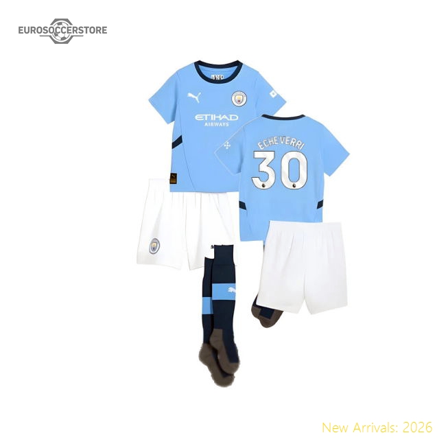 2024-2025 Man City Home Mini Kit (Echeverri 30)-The Soccer Shirt Hub