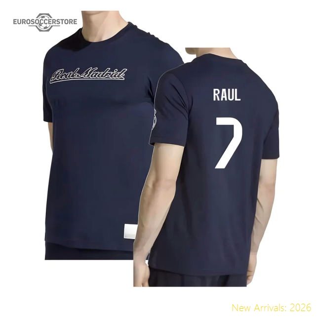 2025-2026 Real Madrid US Tee (Navy) (Raul 7)-The Soccer Shirt Hub