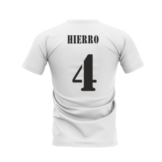 Real Madrid 2002-2003 Retro Shirt T-shirt - Text (White) (Hierro 4)-The Soccer Shirt Hub