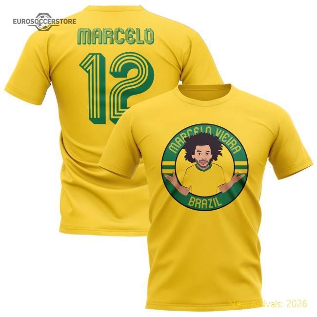 Marcelo Brazil Illustration T-Shirt (Yellow)-The Soccer Shirt Hub