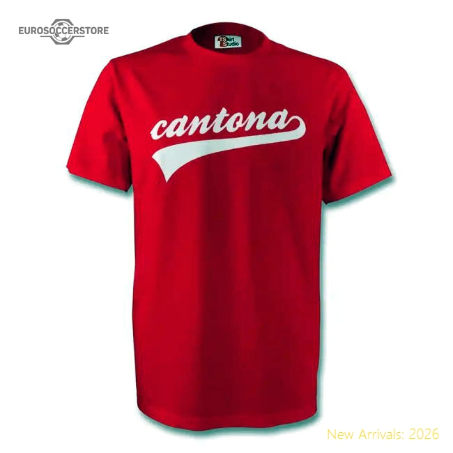 Eric Cantona Man Utd Signature Tee (red)-The Soccer Shirt Hub