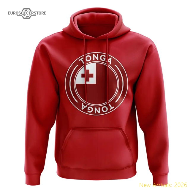 Tonga Football Badge Hoodie (Red)-The Soccer Shirt Hub