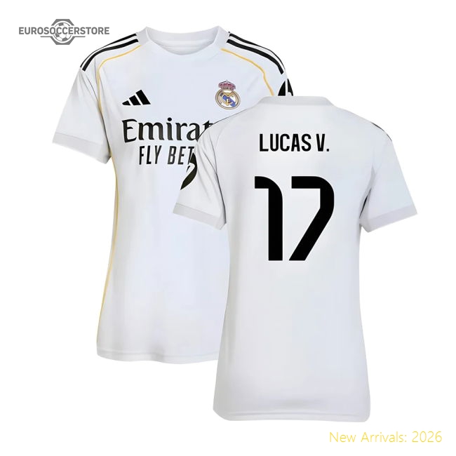 2025-2026 Real Madrid Home Shirt (Womens) (Lucas V. 17)-The Soccer Shirt Hub