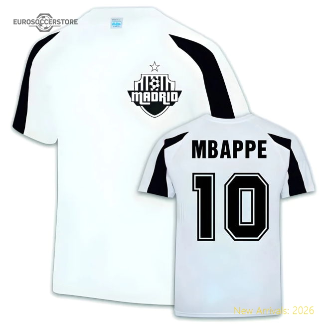 Kylian Mbappe Real Madrid Sports Training Jersey (White)-The Soccer Shirt Hub