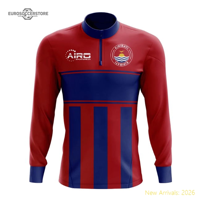 Kiribati Concept Football Half Zip Midlayer Top (Red-Blue)-The Soccer Shirt Hub