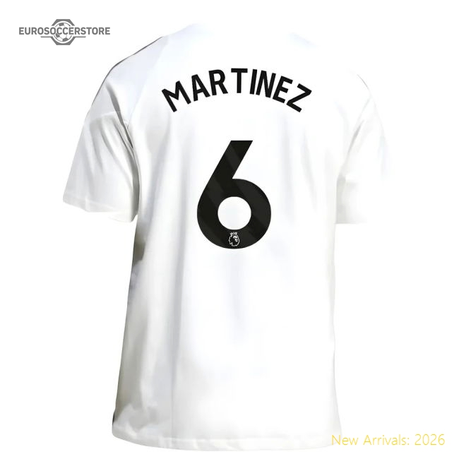2025-2026 Man Utd Training Tee (White) (Martinez 6)-The Soccer Shirt Hub
