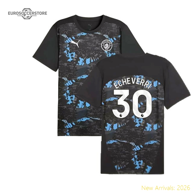 2024-2025 Man City Prematch SS Jersey (Strong Gray) (Echeverri 30)-The Soccer Shirt Hub