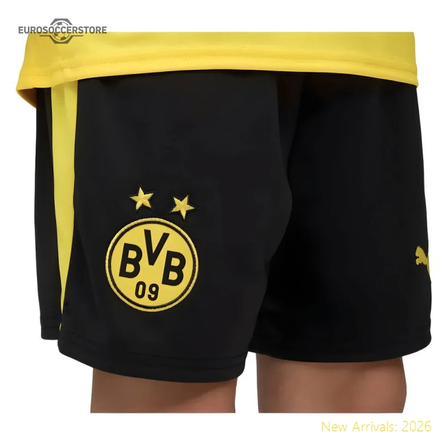 2025-2026 Borussia Dortmund Home Shorts (Black) - Kids-The Soccer Shirt Hub
