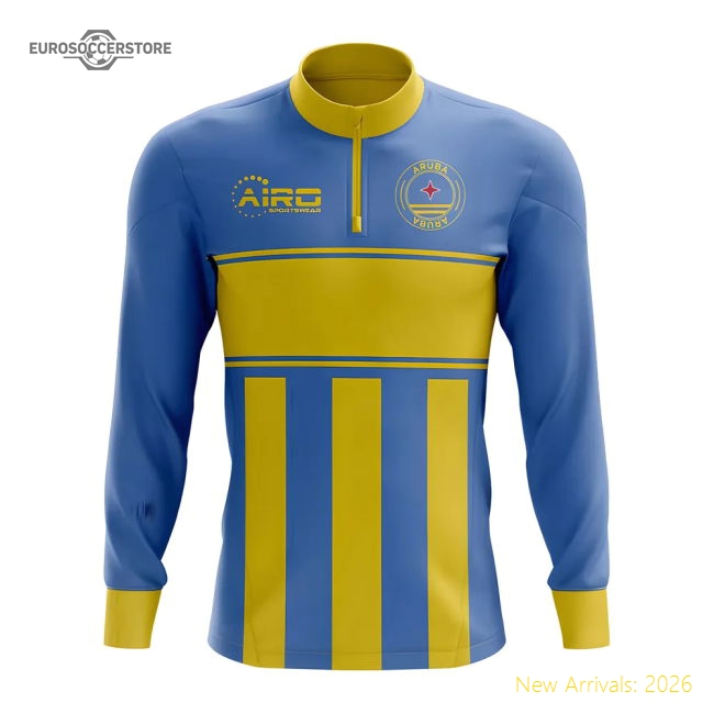 Aruba Concept Football Half Zip Midlayer Top (Sky Blue-Yellow)-The Soccer Shirt Hub
