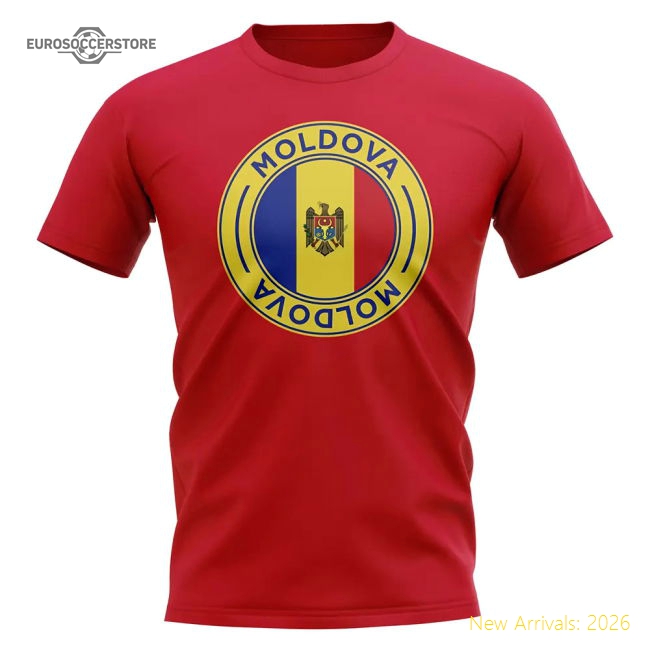 Moldova Football Badge T-Shirt (Red)-The Soccer Shirt Hub