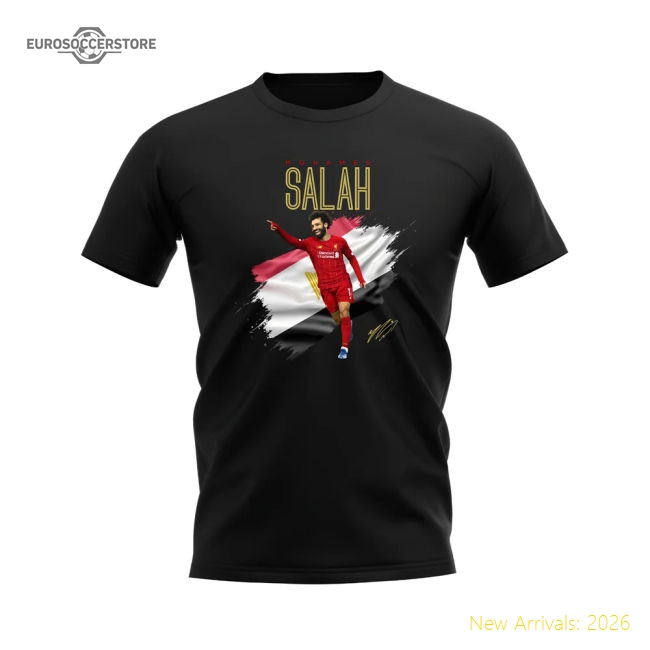 Mohamed Salah Liverpool Flag T-Shirt (Black)-The Soccer Shirt Hub