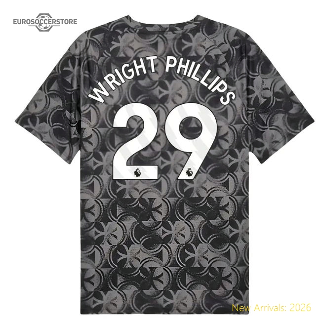2025-2026 Man City Warm Up Jersey (Black) (Wright Phillips 29)-The Soccer Shirt Hub