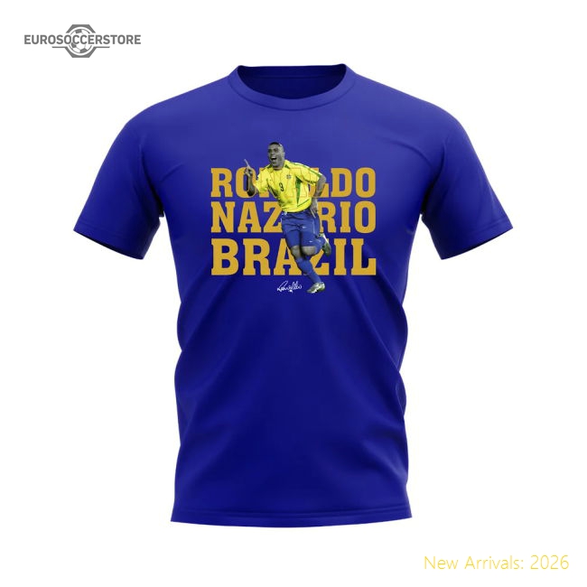 Ronaldo Nazario Brazil Player Tee (Royal Blue)-The Soccer Shirt Hub