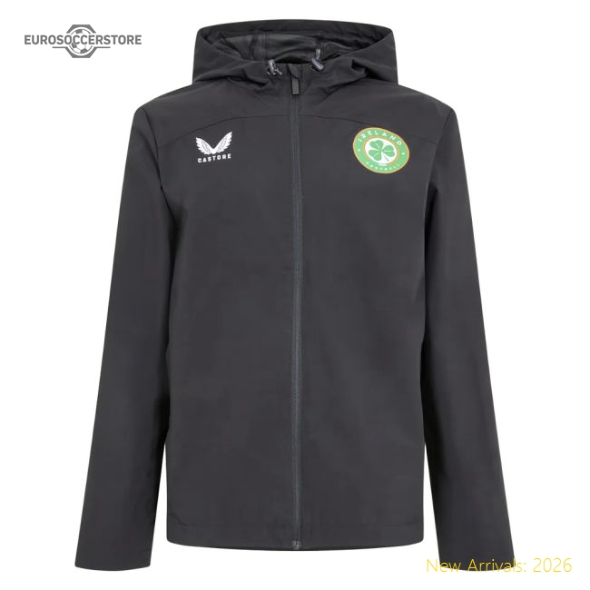 2025-2026 Ireland Rain Jacket (Black)-The Soccer Shirt Hub