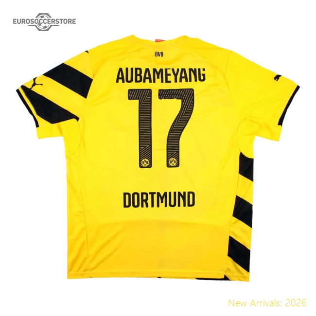 Borussia Dortmund 2014-15 Special Signed Cup Home Shirt (XL) Aubameyang #17 (Very Good)-The Soccer Shirt Hub