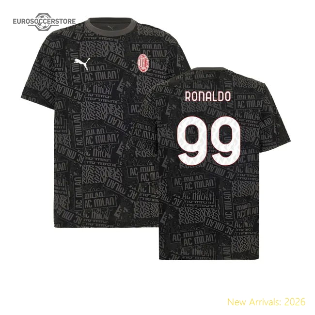 2025-2026 AC Milan ftblCulture Tee AOP (Black) (Ronaldo 99)-The Soccer Shirt Hub