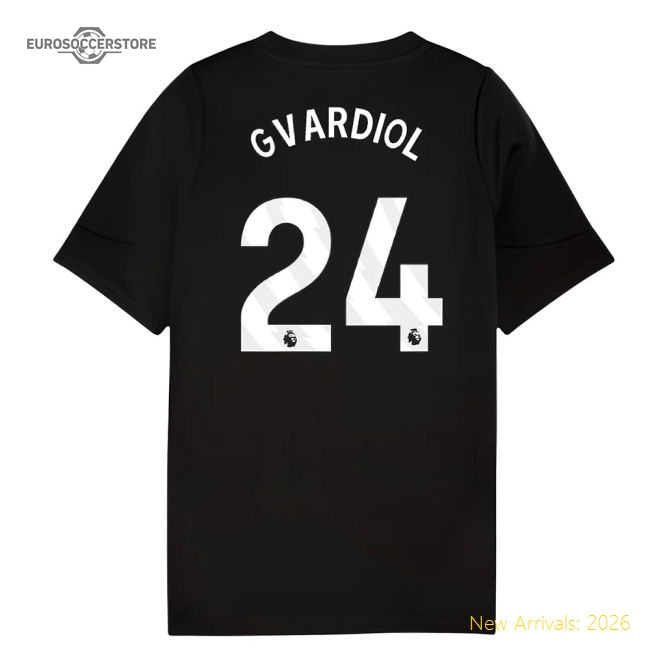2025-2026 Man City Training Jersey (Black) - Kids (Gvardiol 24)-The Soccer Shirt Hub